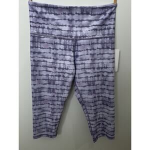 Athleta Leggings Womens 1X Purple Tie Dye Stripe Elation Capri High Rise Stretch